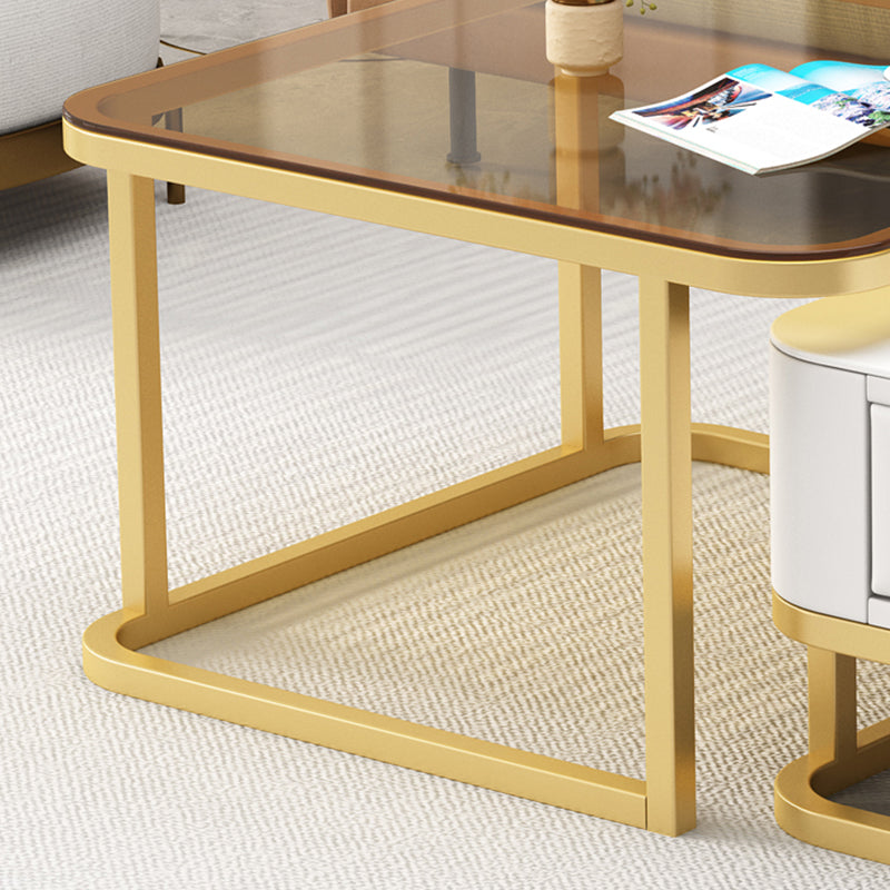 Square Coffee Table Frame Glass Top Coffee Table with Metal Legs Clearhalo 'Coffee & Accent Tables' 'Coffee Tables' 'coffee_tables' 'furn' 'furn_coffee_tables' 'Furniture' 'Living Room Furniture' 7311959