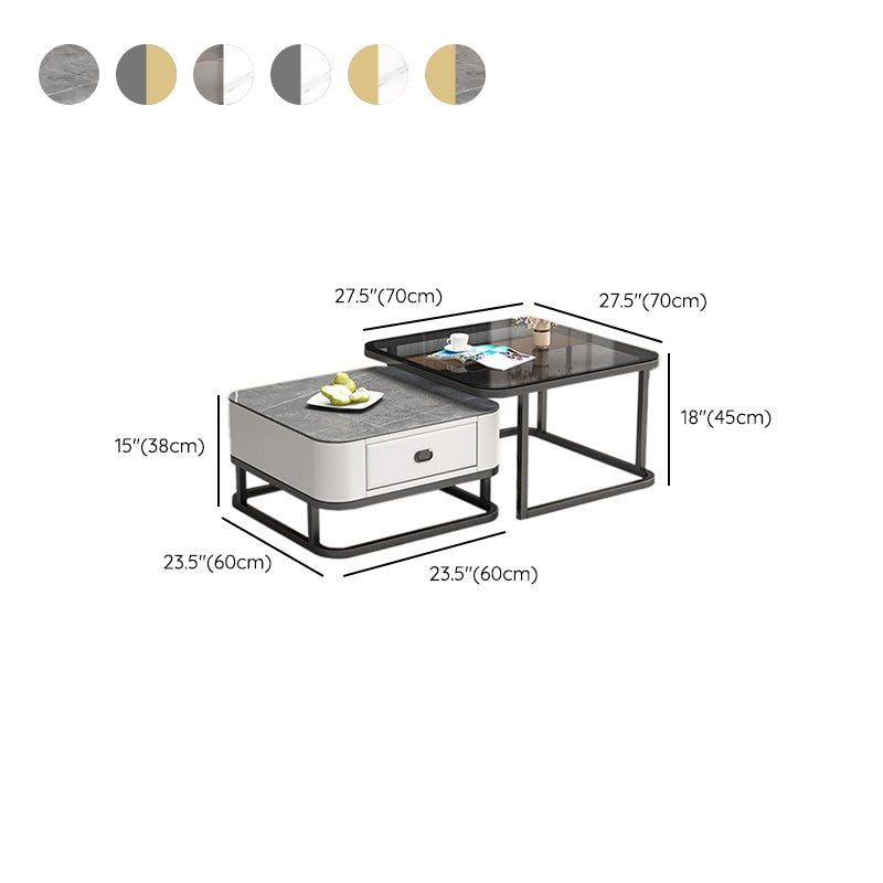 Square Coffee Table Frame Glass Top Coffee Table with Metal Legs Clearhalo 'Coffee & Accent Tables' 'Coffee Tables' 'coffee_tables' 'furn' 'furn_coffee_tables' 'Furniture' 'Living Room Furniture' 7311962