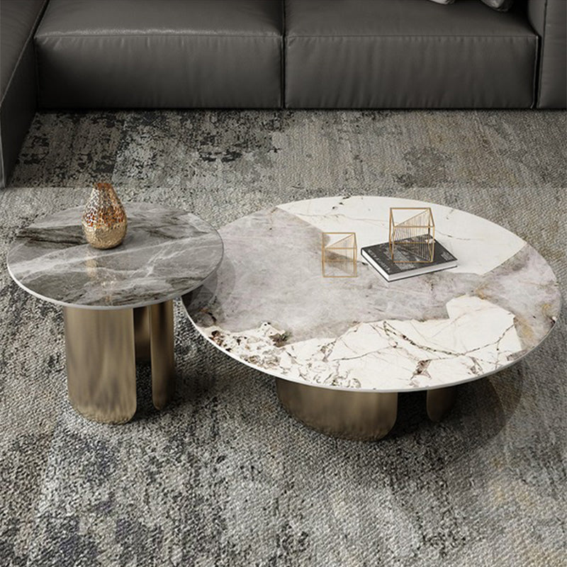 Round Coffee Table 3 Legs Slate Coffee Table Set with Metal Legs Clearhalo 'Coffee & Accent Tables' 'Coffee Tables' 'coffee_tables' 'furn' 'furn_coffee_tables' 'Furniture' 'Living Room Furniture' 7312047