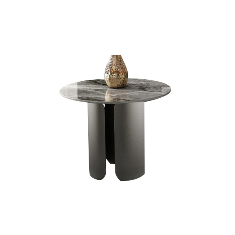 Round Coffee Table 3 Legs Slate Coffee Table Set with Metal Legs 19.7"L x 19.7"W x 19.7"H Black Clearhalo 'Coffee & Accent Tables' 'Coffee Tables' 'coffee_tables' 'furn' 'furn_coffee_tables' 'Furniture' 'Living Room Furniture' 7312048