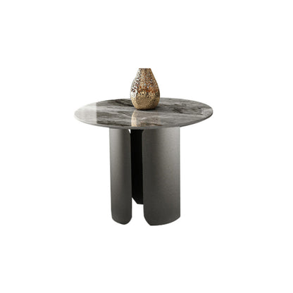 Round Coffee Table 3 Legs Slate Coffee Table Set with Metal Legs 19.7"L x 19.7"W x 19.7"H Black Clearhalo 'Coffee & Accent Tables' 'Coffee Tables' 'coffee_tables' 'furn' 'furn_coffee_tables' 'Furniture' 'Living Room Furniture' 7312048
