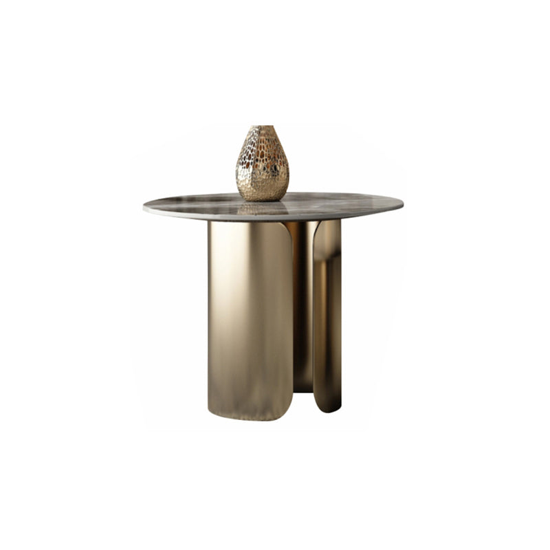 Round Coffee Table 3 Legs Slate Coffee Table Set with Metal Legs 19.7"L x 19.7"W x 19.7"H Gold Clearhalo 'Coffee & Accent Tables' 'Coffee Tables' 'coffee_tables' 'furn' 'furn_coffee_tables' 'Furniture' 'Living Room Furniture' 7312049