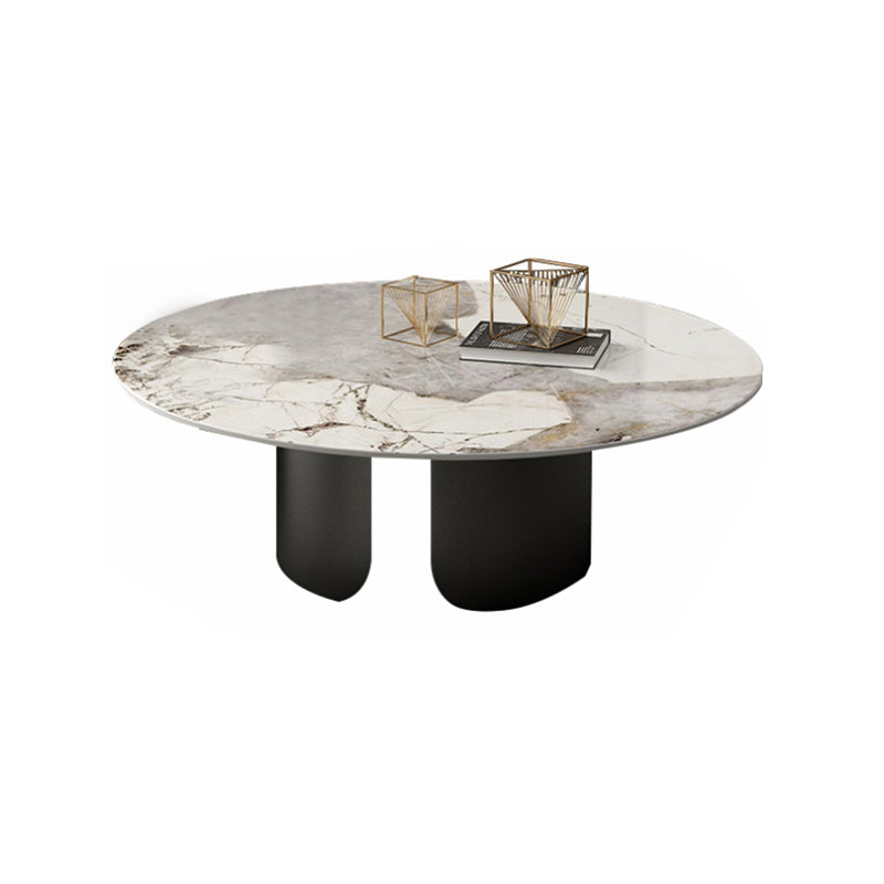 Round Coffee Table 3 Legs Slate Coffee Table Set with Metal Legs Black Clearhalo 'Coffee & Accent Tables' 'Coffee Tables' 'coffee_tables' 'furn' 'furn_coffee_tables' 'Furniture' 'Living Room Furniture' 7312051