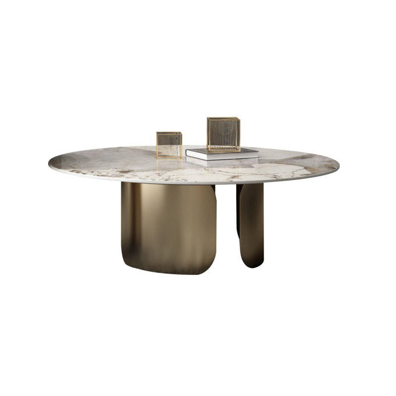 Round Coffee Table 3 Legs Slate Coffee Table Set with Metal Legs Gold Clearhalo 'Coffee & Accent Tables' 'Coffee Tables' 'coffee_tables' 'furn' 'furn_coffee_tables' 'Furniture' 'Living Room Furniture' 7312053