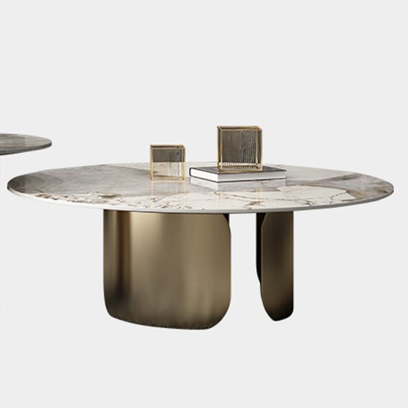 Round Coffee Table 3 Legs Slate Coffee Table Set with Metal Legs Clearhalo 'Coffee & Accent Tables' 'Coffee Tables' 'coffee_tables' 'furn' 'furn_coffee_tables' 'Furniture' 'Living Room Furniture' 7312061