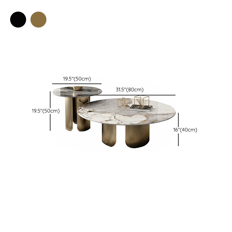 Round Coffee Table 3 Legs Slate Coffee Table Set with Metal Legs Clearhalo 'Coffee & Accent Tables' 'Coffee Tables' 'coffee_tables' 'furn' 'furn_coffee_tables' 'Furniture' 'Living Room Furniture' 7312067