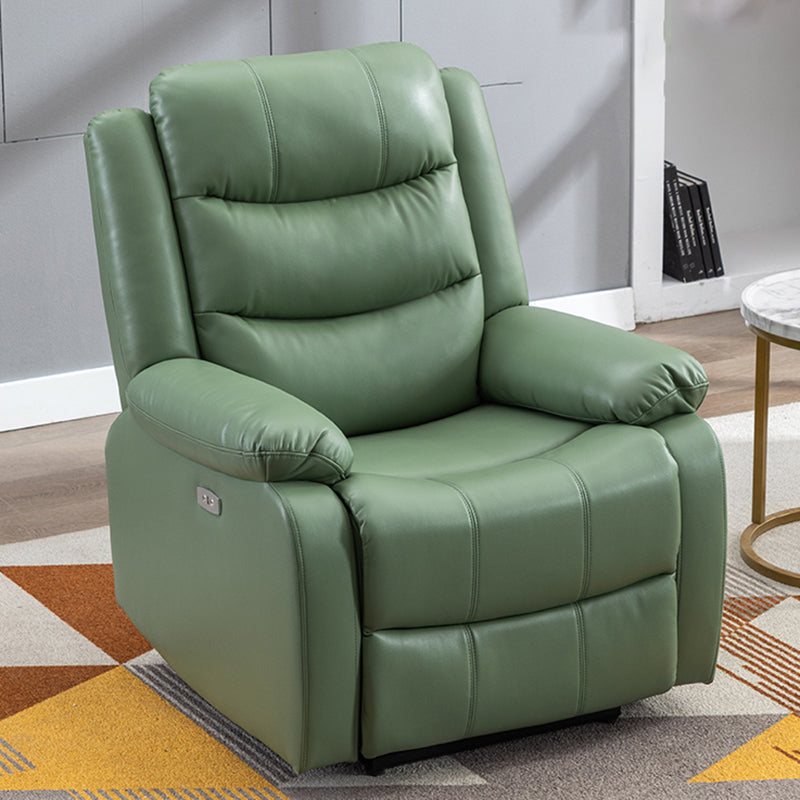 Contemporary Home Theater Recliner Manual-Push Botton Metal Solid Color Indoor Nanofabrics Grass green Clearhalo 'Chairs & Seating' 'furn' 'furn_recliners' 'Furniture' 'Living Room Furniture' 'Recliners' 7312089