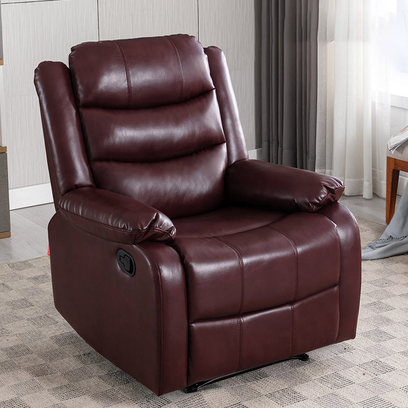 Contemporary Home Theater Recliner Manual-Push Botton Metal Solid Color Indoor Nanofabrics Claret Clearhalo 'Chairs & Seating' 'furn' 'furn_recliners' 'Furniture' 'Living Room Furniture' 'Recliners' 7312092