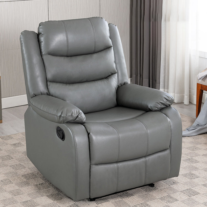 Contemporary Home Theater Recliner Manual-Push Botton Metal Solid Color Indoor Nanofabrics Smoky Gray Clearhalo 'Chairs & Seating' 'furn' 'furn_recliners' 'Furniture' 'Living Room Furniture' 'Recliners' 7312095