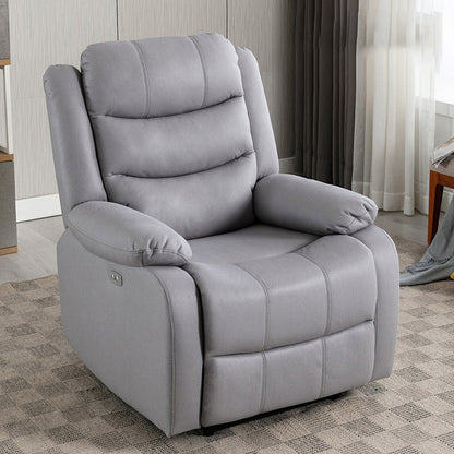 Contemporary Home Theater Recliner Manual-Push Botton Metal Solid Color Indoor Tech Cloth Gray Clearhalo 'Chairs & Seating' 'furn' 'furn_recliners' 'Furniture' 'Living Room Furniture' 'Recliners' 7312097