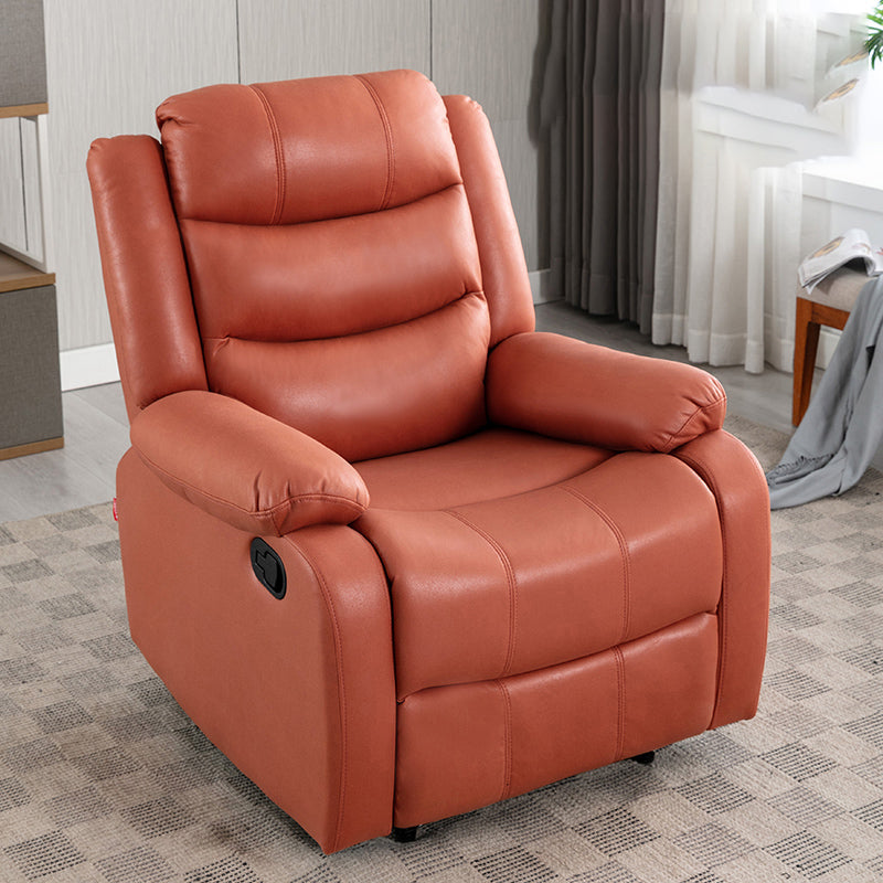 Contemporary Home Theater Recliner Manual-Push Botton Metal Solid Color Indoor Tech Cloth Red Clearhalo 'Chairs & Seating' 'furn' 'furn_recliners' 'Furniture' 'Living Room Furniture' 'Recliners' 7312098