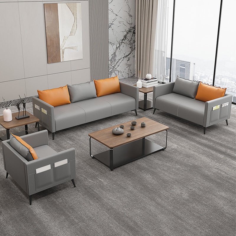 Leather Grey Sofa Stationary Square Arm Seating for Living Room Clearhalo 'furn' 'furn_sofas' 'Furniture' 'Living Room Furniture' 'Sofa' 'sofas' 7312124