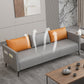 Leather Grey Sofa Stationary Square Arm Seating for Living Room Clearhalo 'furn' 'furn_sofas' 'Furniture' 'Living Room Furniture' 'Sofa' 'sofas' 7312128