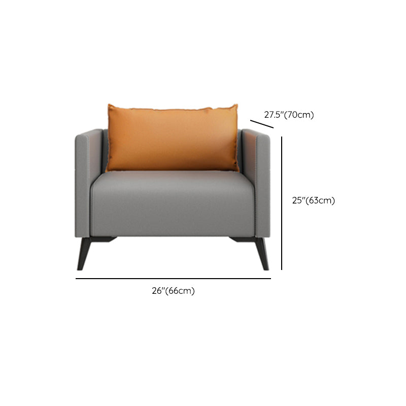 Leather Grey Sofa Stationary Square Arm Seating for Living Room Clearhalo 'furn' 'furn_sofas' 'Furniture' 'Living Room Furniture' 'Sofa' 'sofas' 7312138