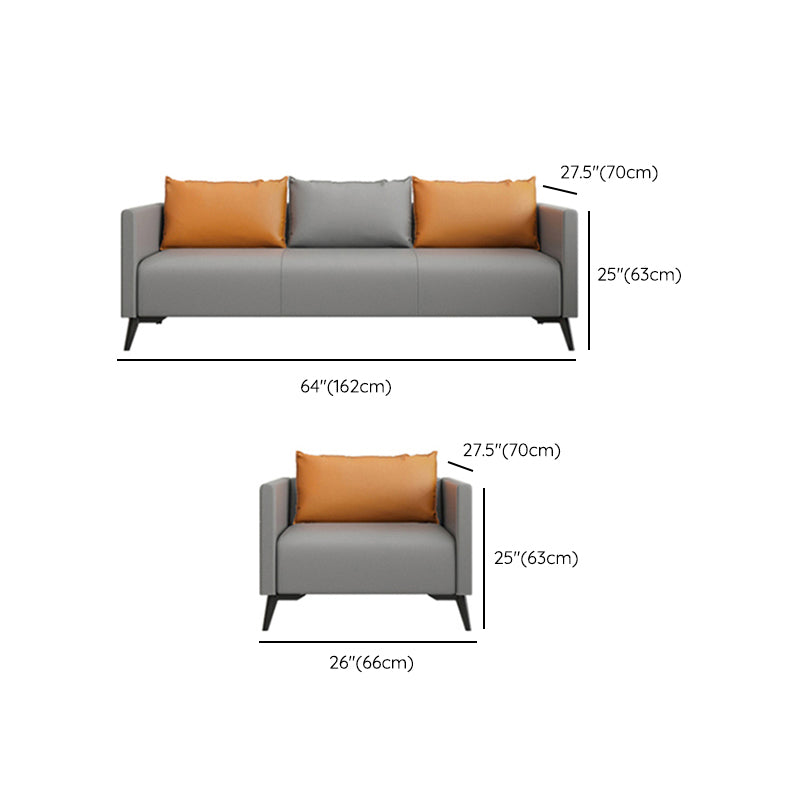 Leather Grey Sofa Stationary Square Arm Seating for Living Room Clearhalo 'furn' 'furn_sofas' 'Furniture' 'Living Room Furniture' 'Sofa' 'sofas' 7312141