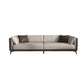 Genuine Leather Sofa Stationary Square Arm Seating for Living Room