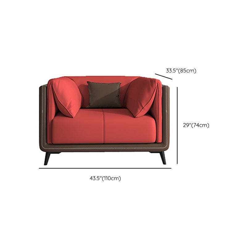 Genuine Leather Sofa Stationary Square Arm Seating for Living Room