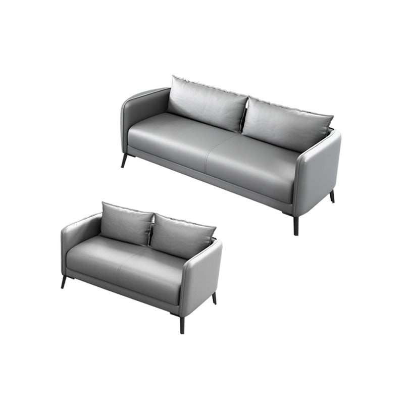 Sofá de almohada de cuero asiento de brazo cuadrado para sala de estar