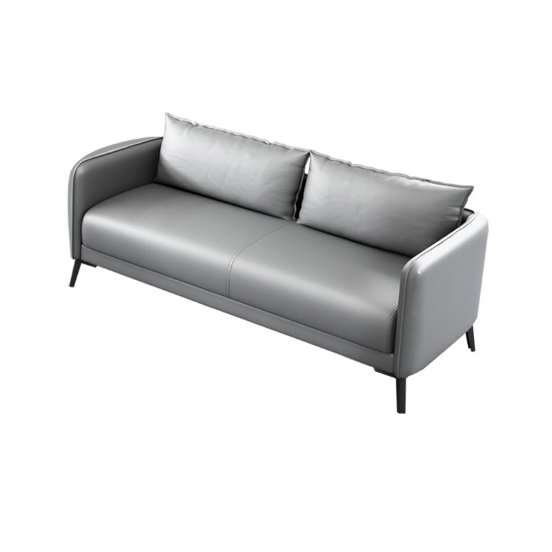 Sofá de almohada de cuero asiento de brazo cuadrado para sala de estar