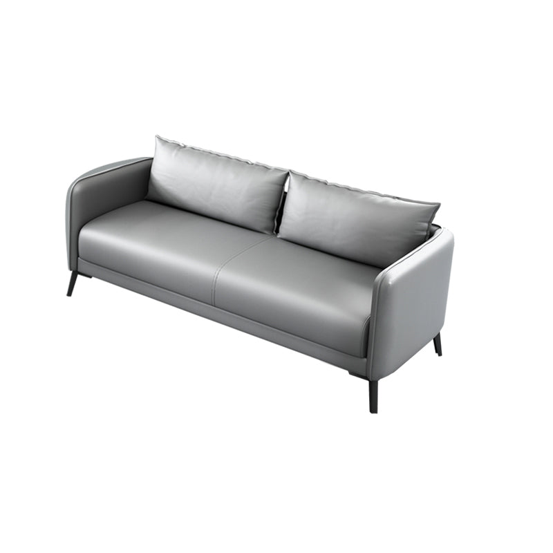 Sofá de almohada de cuero asiento de brazo cuadrado para sala de estar