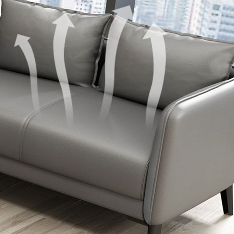 Sofá de almohada de cuero asiento de brazo cuadrado para sala de estar