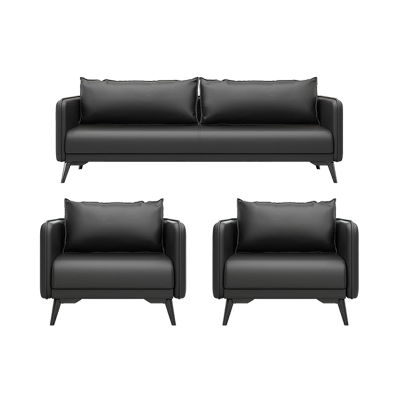 Sofá de almohada de cuero asiento de brazo cuadrado para sala de estar