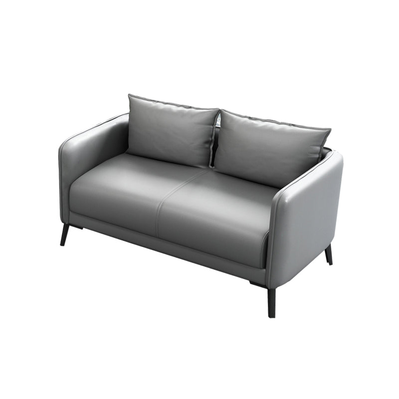 Sofá de almohada de cuero asiento de brazo cuadrado para sala de estar