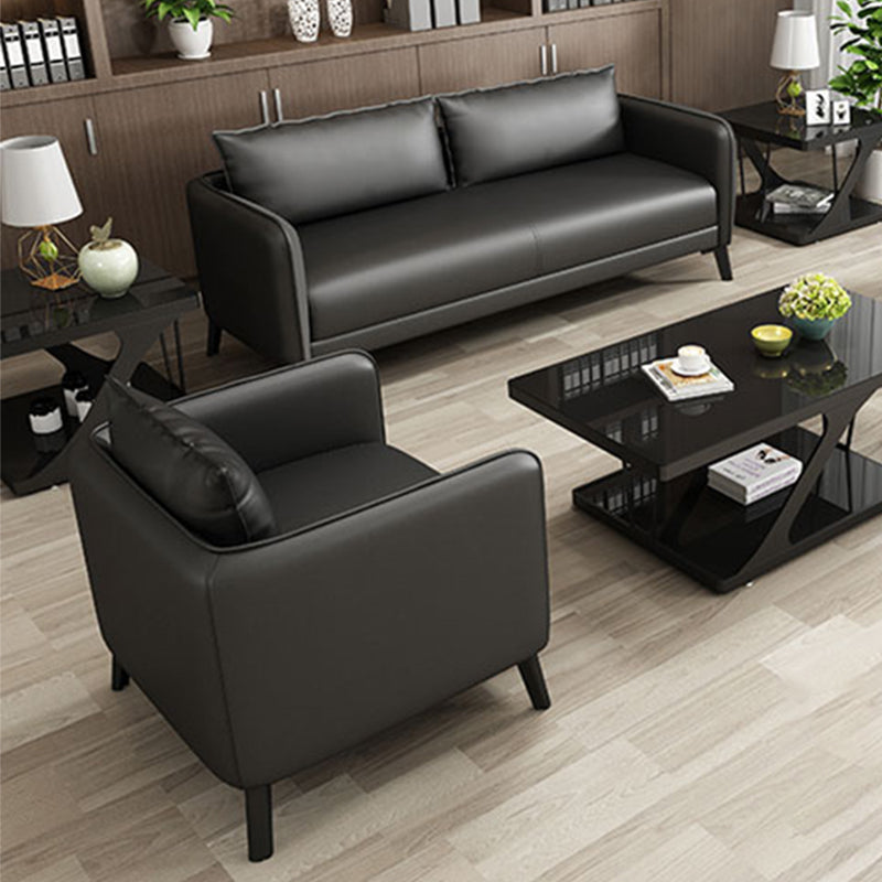 Sofá de almohada de cuero asiento de brazo cuadrado para sala de estar
