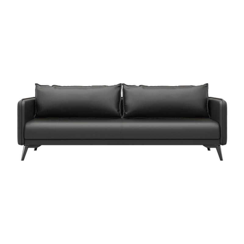 Sofá de almohada de cuero asiento de brazo cuadrado para sala de estar