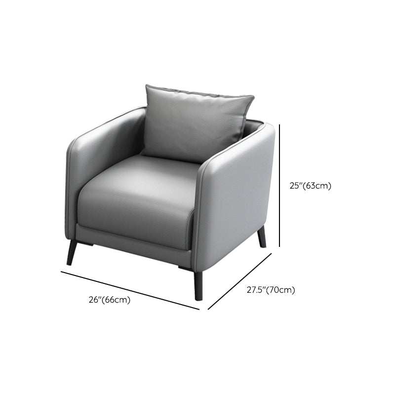 Sofá de almohada de cuero asiento de brazo cuadrado para sala de estar