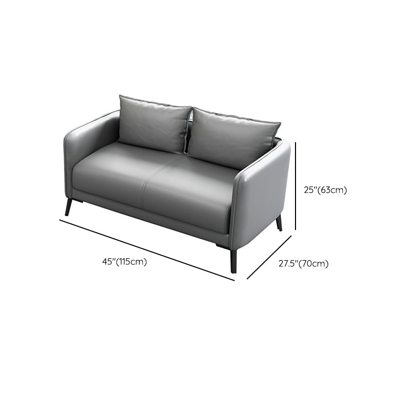 Sofá de almohada de cuero asiento de brazo cuadrado para sala de estar