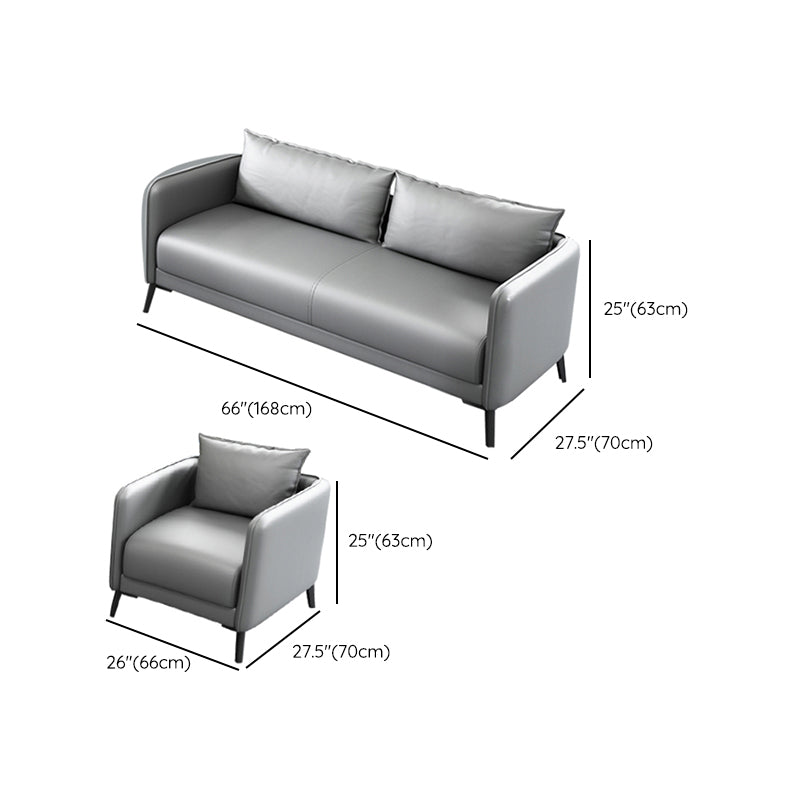 Sofá de almohada de cuero asiento de brazo cuadrado para sala de estar