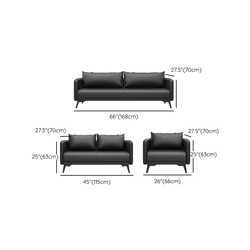 Sofá de almohada de cuero asiento de brazo cuadrado para sala de estar