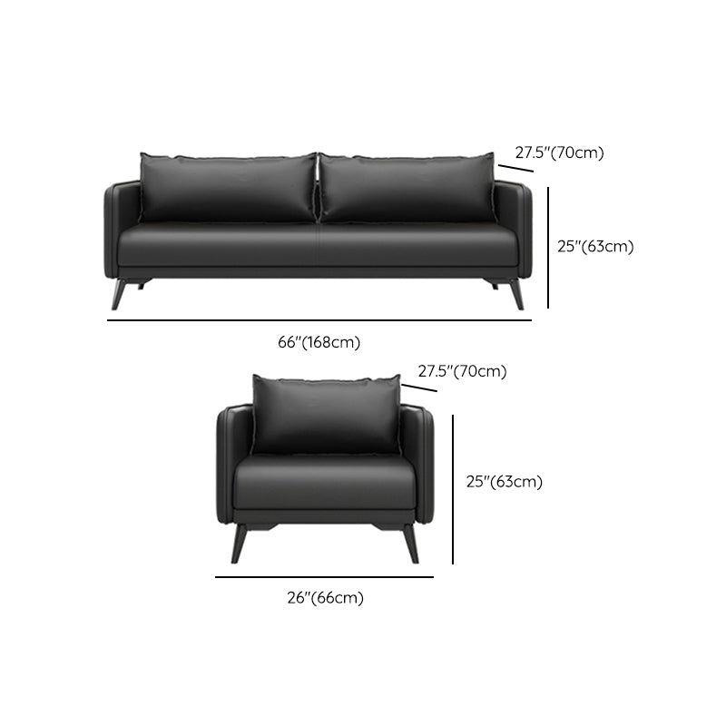 Sofá de almohada de cuero asiento de brazo cuadrado para sala de estar