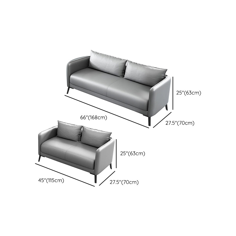 Sofá de almohada de cuero asiento de brazo cuadrado para sala de estar