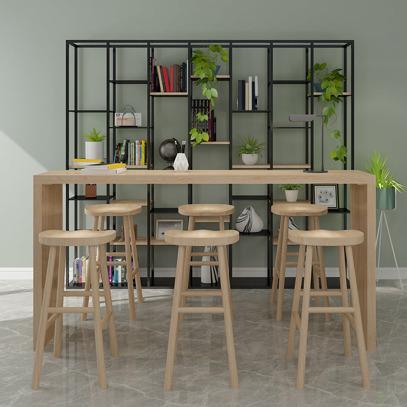 Juego de mesa de bar rectangular moderno, mesa de bar de madera maciza de 1/7 piezas y taburetes sin respaldo