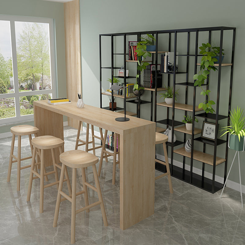 Juego de mesa de bar rectangular moderno, mesa de bar de madera maciza de 1/7 piezas y taburetes sin respaldo