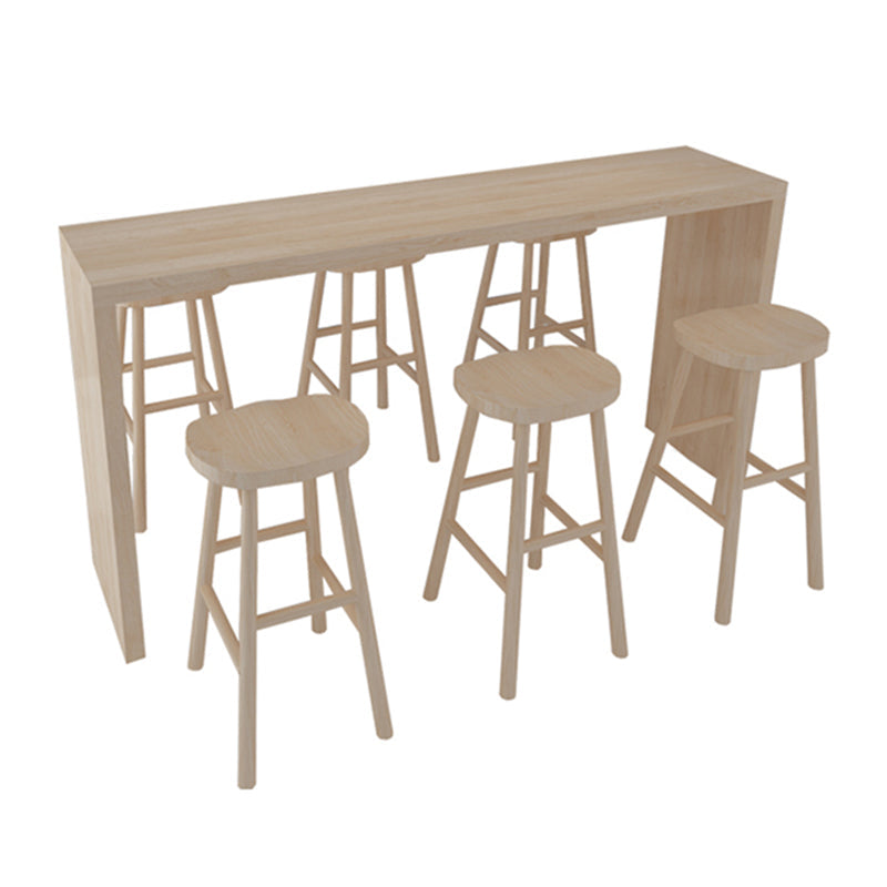 Juego de mesa de bar rectangular moderno, mesa de bar de madera maciza de 1/7 piezas y taburetes sin respaldo