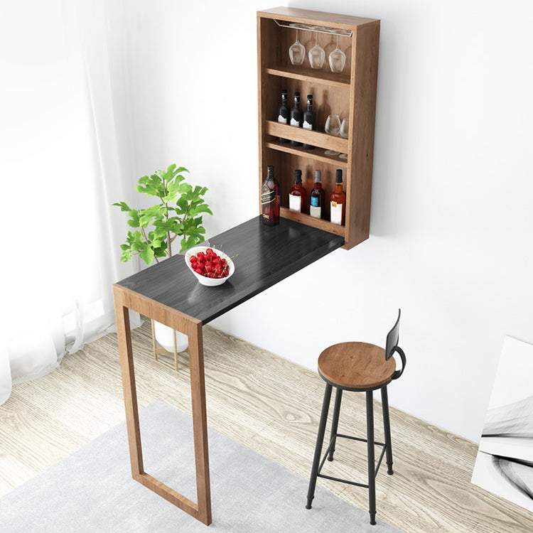 Folding Bar Pub Table Set 1/2/3 Pcs Modern Wood Bar Table and Mateal Frame Stools Clearhalo 'Bar Furniture' 'furn' 'furn_home_bar_bar_sets' 'Furniture' 'Home Bars & Bar Sets' 'home_bar_bar_sets' 'Kitchen & Dining Furniture' 7312282