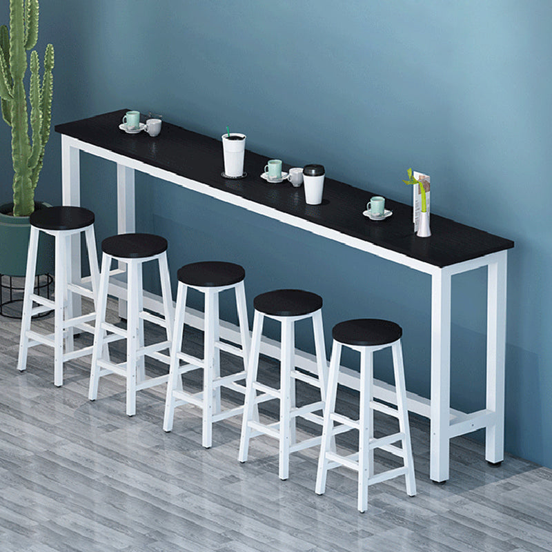 Modern Artificial Wood Bar Table Rectangle Table Metal Base for Cafe Table & Chair(s) Black White Clearhalo 'Bar Furniture' 'furn' 'furn_home_bar_bar_sets' 'Furniture' 'Home Bars & Bar Sets' 'home_bar_bar_sets' 'Kitchen & Dining Furniture' 7312300