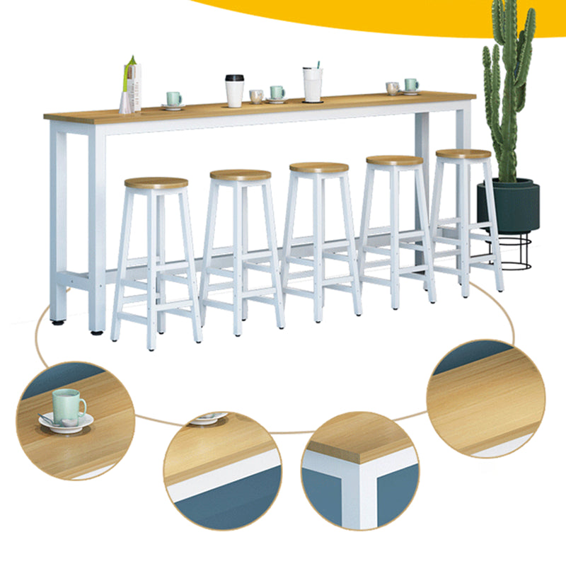 Modern Artificial Wood Bar Table Rectangle Table Metal Base for Cafe Clearhalo 'Bar Furniture' 'furn' 'furn_home_bar_bar_sets' 'Furniture' 'Home Bars & Bar Sets' 'home_bar_bar_sets' 'Kitchen & Dining Furniture' 7312303