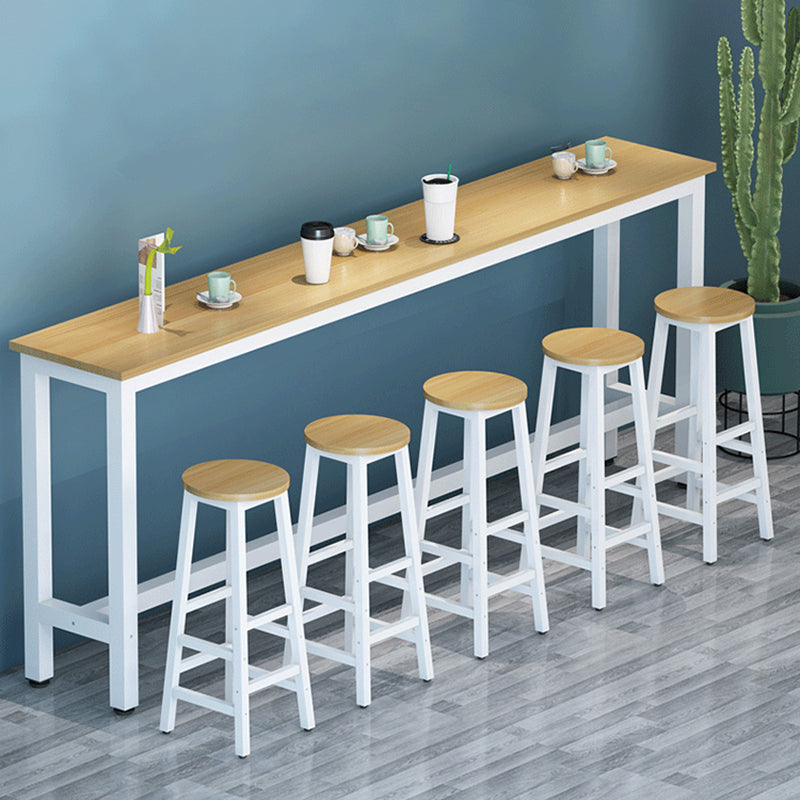 Modern Artificial Wood Bar Table Rectangle Table Metal Base for Cafe Clearhalo 'Bar Furniture' 'furn' 'furn_home_bar_bar_sets' 'Furniture' 'Home Bars & Bar Sets' 'home_bar_bar_sets' 'Kitchen & Dining Furniture' 7312305