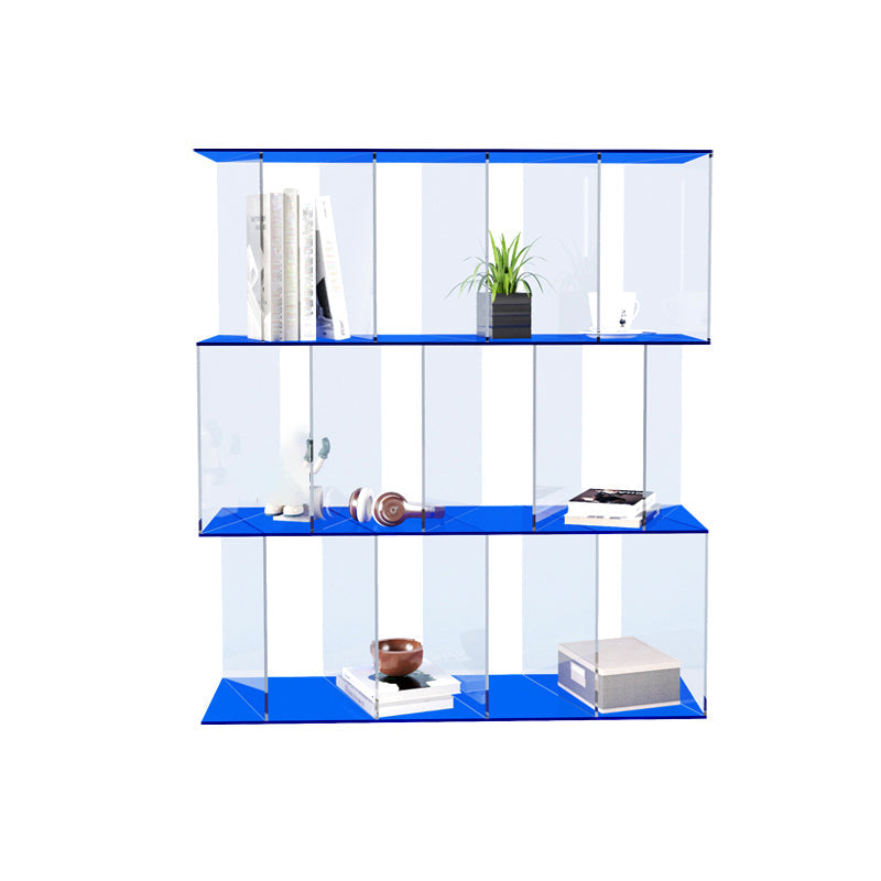 Libreria acrilica con libreria verticale aperta aperta contemporanea con scaffali