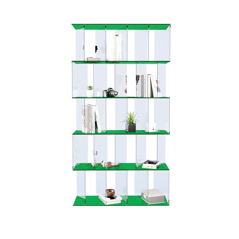 Libreria acrilica con libreria verticale aperta aperta contemporanea con scaffali