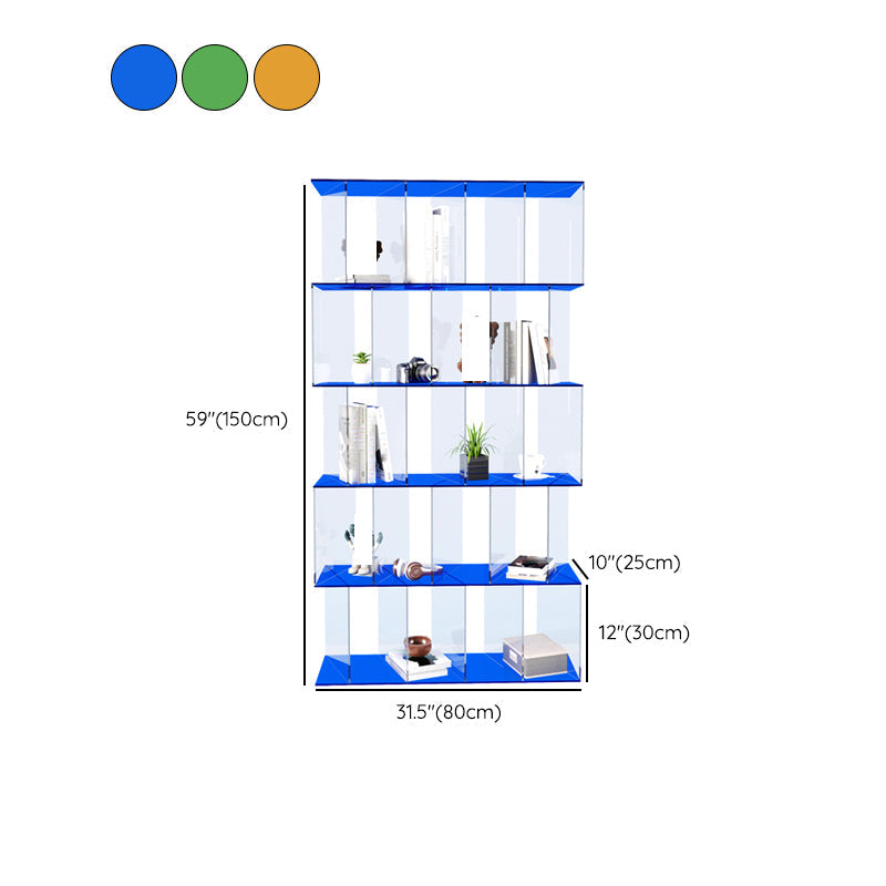 Libreria acrilica con libreria verticale aperta aperta contemporanea con scaffali