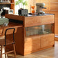 Modern Kitchen Island Table Dining Room Solid Wood Stationary Prep Table