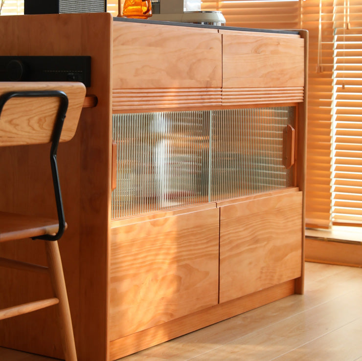 Modern Kitchen Island Table Dining Room Solid Wood Stationary Prep Table