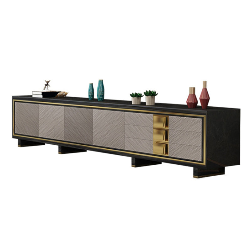 Glam Media Console Glass Media Console TV Stand with Drawers Clearhalo 'furn' 'furn_tv_stands_entertainment_centers' 'Furniture' 'Living Room Furniture' 'TV Stands & Entertainment Centers' 'TV Stands & Media Storage Furniture' 'tv_stands_entertainment_centers' 7314441