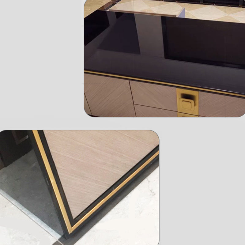 Glam Media Console Glass Media Console TV Stand with Drawers Clearhalo 'furn' 'furn_tv_stands_entertainment_centers' 'Furniture' 'Living Room Furniture' 'TV Stands & Entertainment Centers' 'TV Stands & Media Storage Furniture' 'tv_stands_entertainment_centers' 7314443