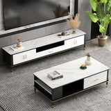 Contemporary TV Media Console Stone TV Stand Console with Drawer Clearhalo 'furn' 'furn_tv_stands_entertainment_centers' 'Furniture' 'Living Room Furniture' 'TV Stands & Entertainment Centers' 'TV Stands & Media Storage Furniture' 'tv_stands_entertainment_centers' 7314478